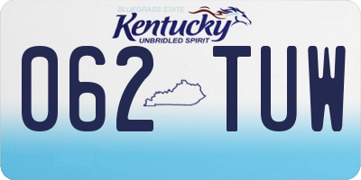 KY license plate 062TUW