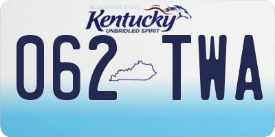 KY license plate 062TWA