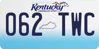 KY license plate 062TWC