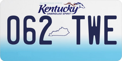 KY license plate 062TWE