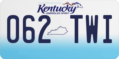 KY license plate 062TWI