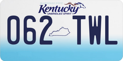 KY license plate 062TWL