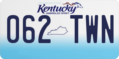 KY license plate 062TWN