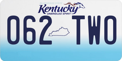 KY license plate 062TWO