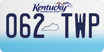 KY license plate 062TWP