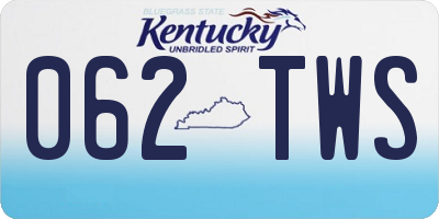 KY license plate 062TWS