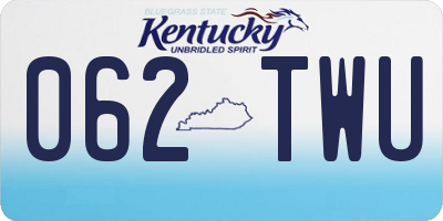 KY license plate 062TWU