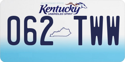 KY license plate 062TWW