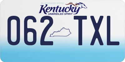 KY license plate 062TXL