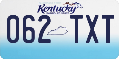 KY license plate 062TXT