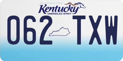 KY license plate 062TXW