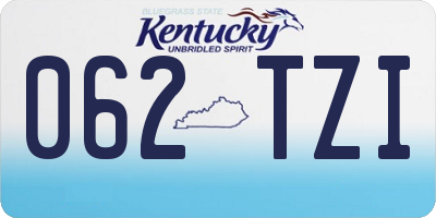 KY license plate 062TZI