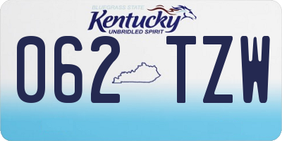 KY license plate 062TZW