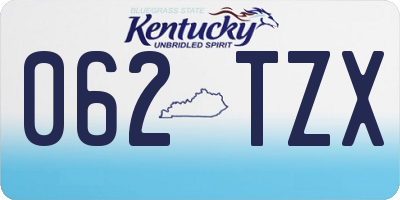 KY license plate 062TZX