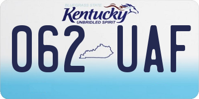 KY license plate 062UAF