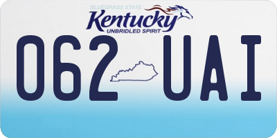 KY license plate 062UAI
