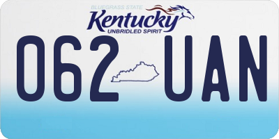 KY license plate 062UAN