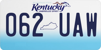 KY license plate 062UAW