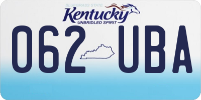 KY license plate 062UBA