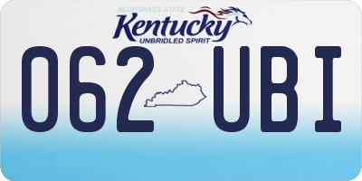 KY license plate 062UBI