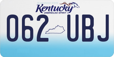 KY license plate 062UBJ