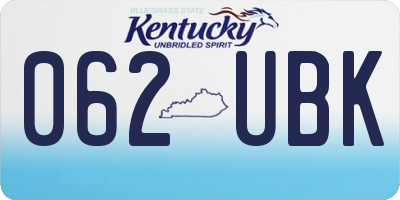KY license plate 062UBK