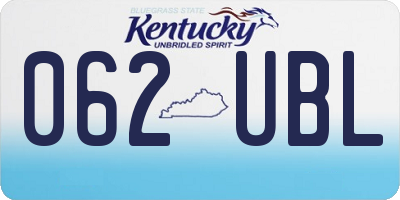 KY license plate 062UBL