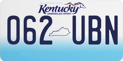 KY license plate 062UBN