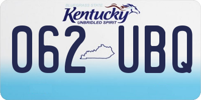 KY license plate 062UBQ