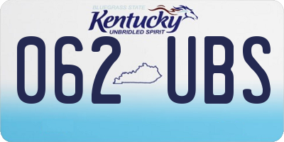 KY license plate 062UBS