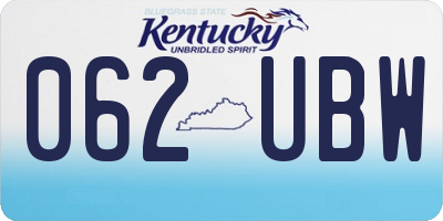 KY license plate 062UBW