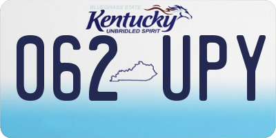 KY license plate 062UPY