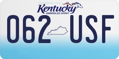 KY license plate 062USF