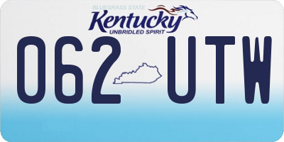 KY license plate 062UTW