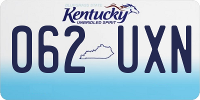 KY license plate 062UXN
