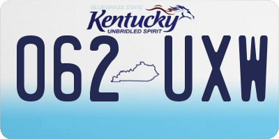 KY license plate 062UXW