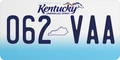 KY license plate 062VAA