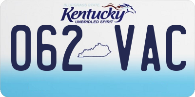 KY license plate 062VAC