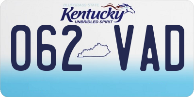 KY license plate 062VAD