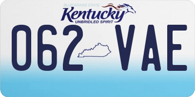 KY license plate 062VAE