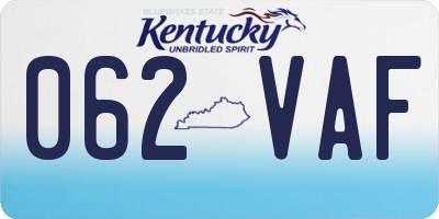 KY license plate 062VAF