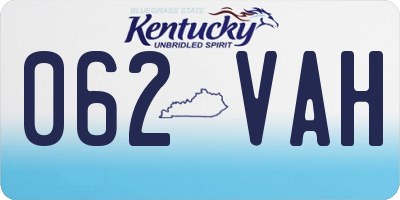 KY license plate 062VAH
