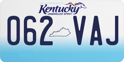 KY license plate 062VAJ