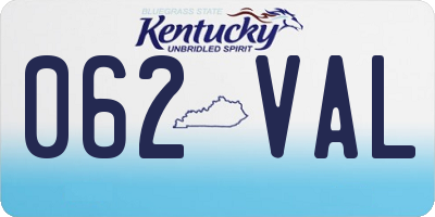 KY license plate 062VAL
