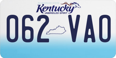 KY license plate 062VAO