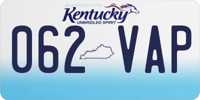 KY license plate 062VAP
