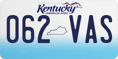 KY license plate 062VAS