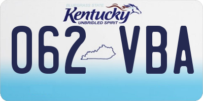 KY license plate 062VBA