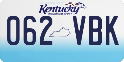 KY license plate 062VBK
