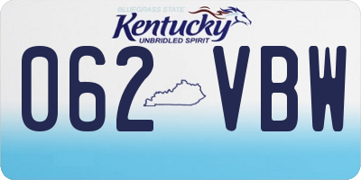 KY license plate 062VBW